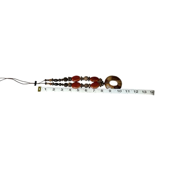 Artisan Red and Brown Wood Beaded Necklace Handmade - Picture 7 of 7